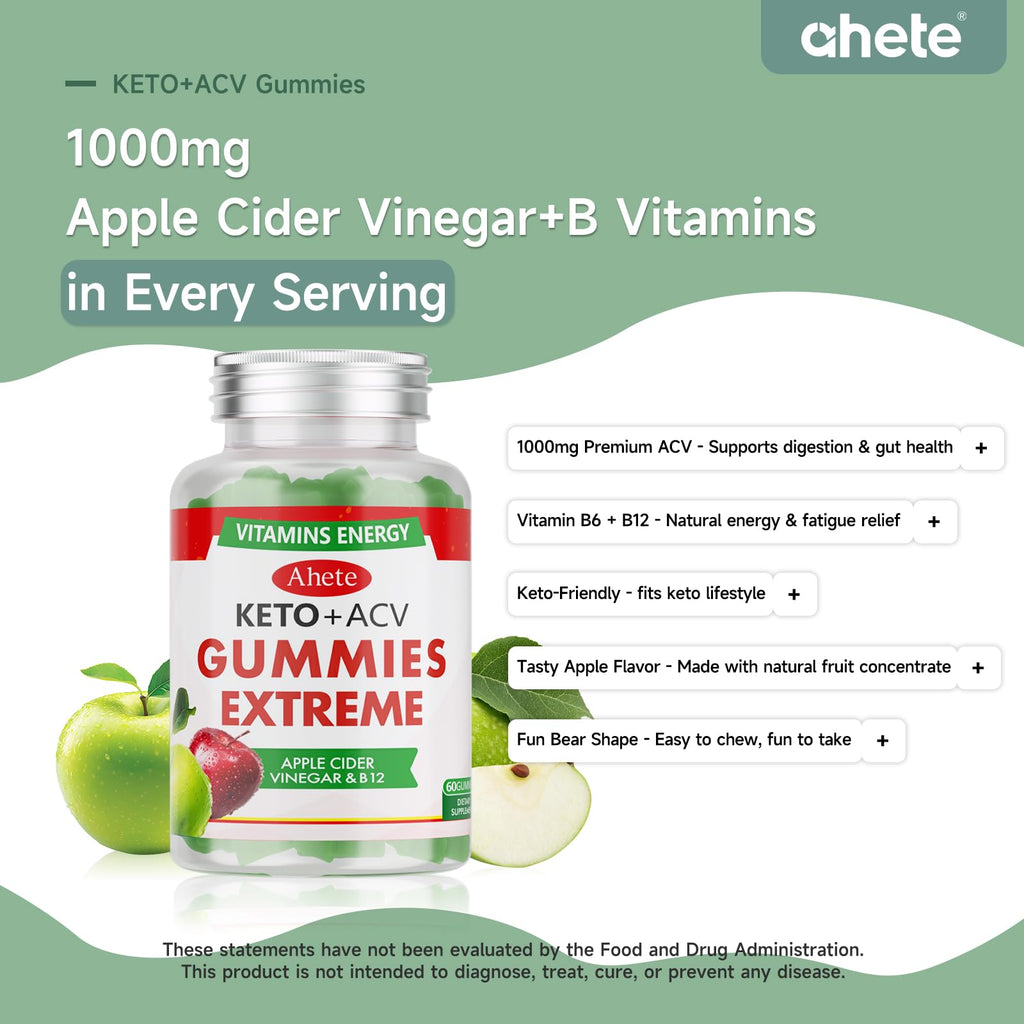 Apple Cider Vinegar Gummies with Vitamin B6, B12, Folate & Beet Root, 180 Gummies G23025
