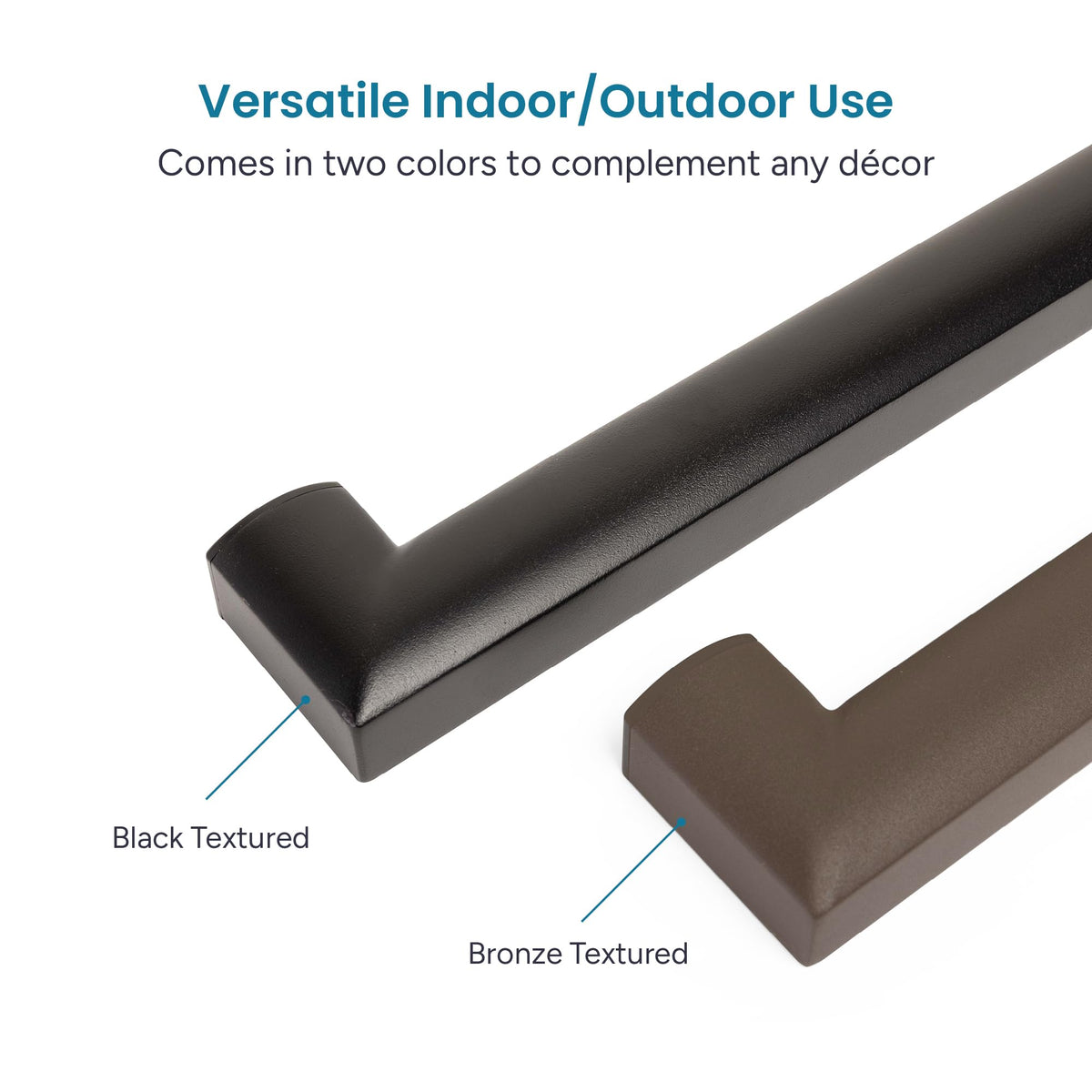 Aluminum Handrail Kit with Wall Mount Brackets, Black Textured, 3' Length N653667