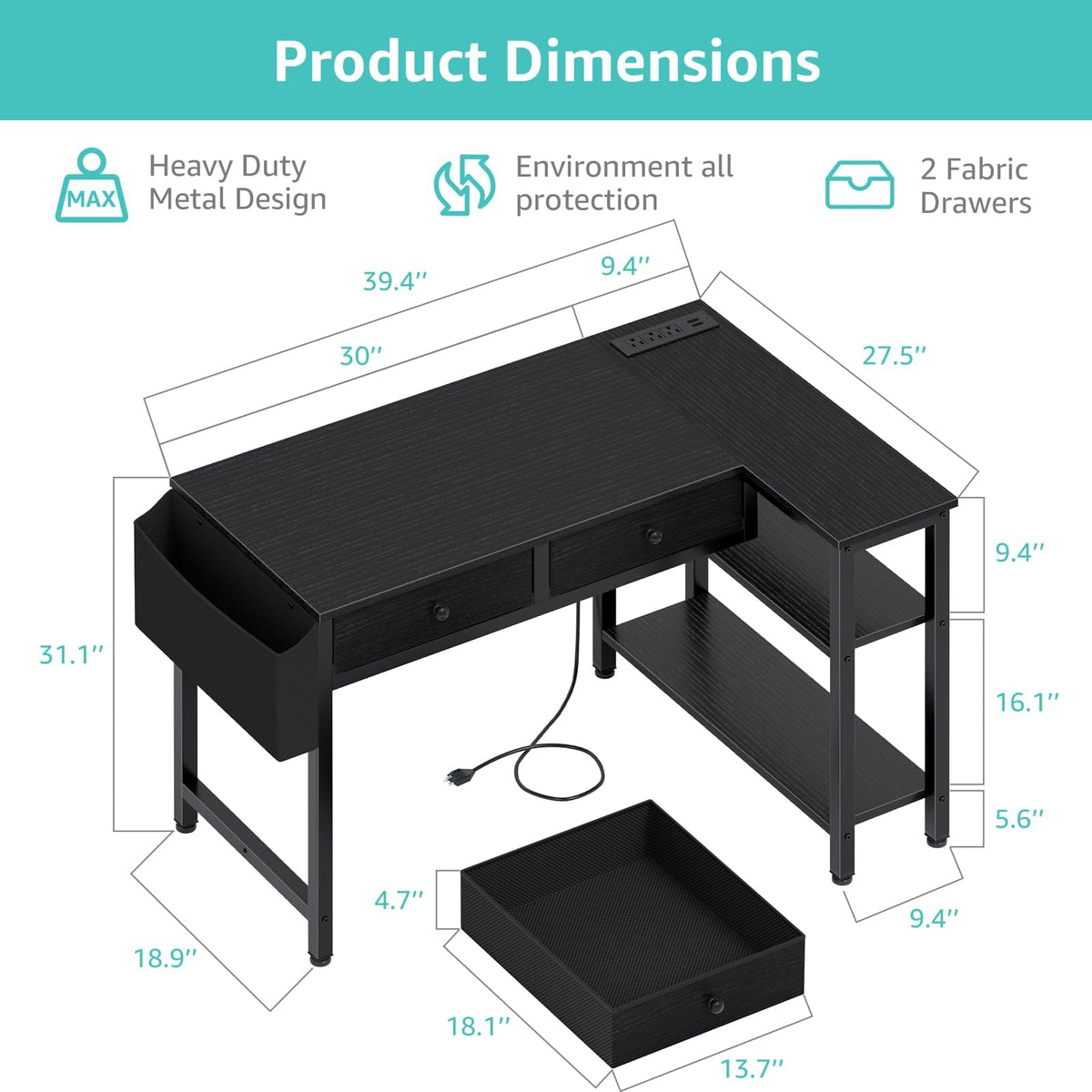 Black Corner Desk E74833