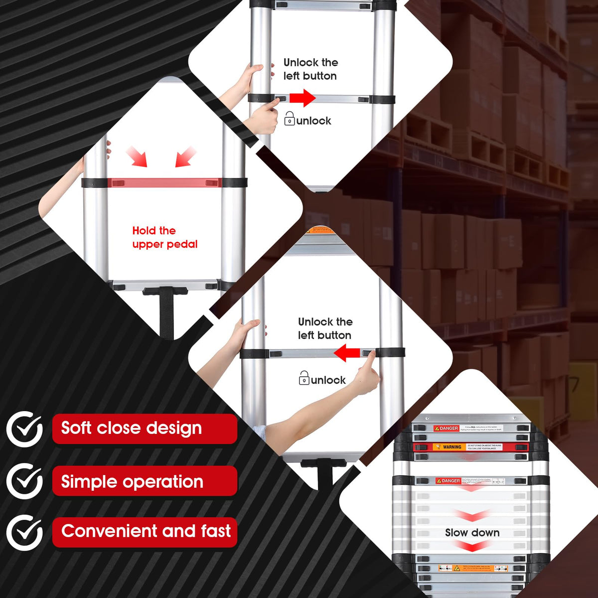 10.5 Feet Aluminum Telescoping Ladder M731