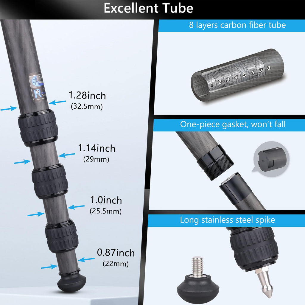 Carbon Fiber 32mm Tube Camera Tripod with 65mm Bowl Adapter W377225