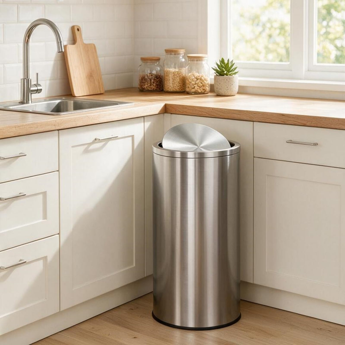 13.2 gal Stainless Steel Swing Top Trash Can Z577