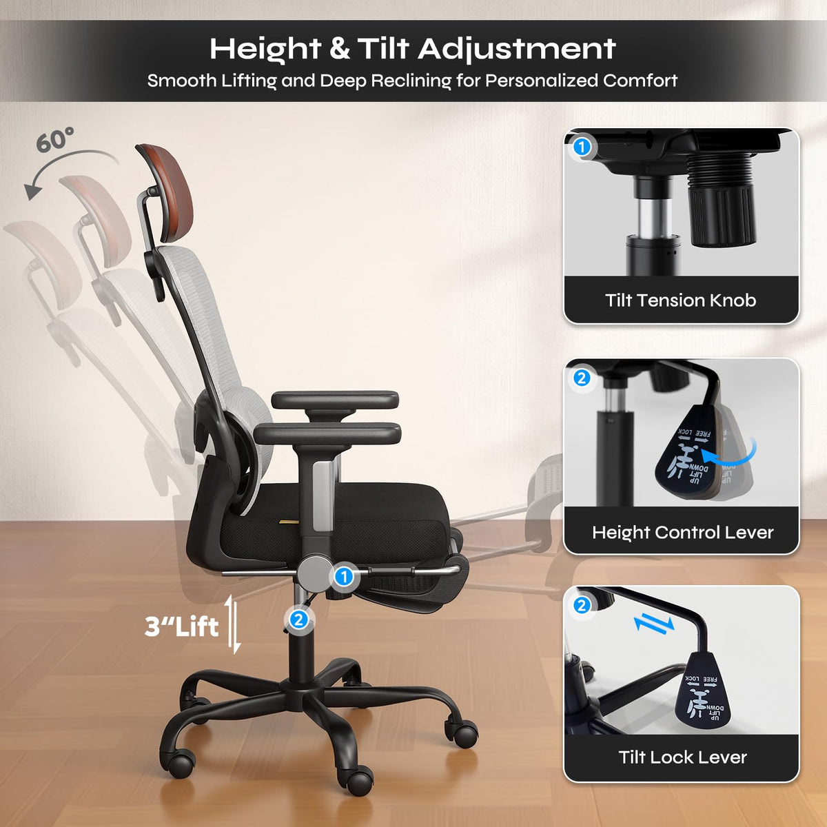 Ergonomic High Back Mesh Office Chair W129408
