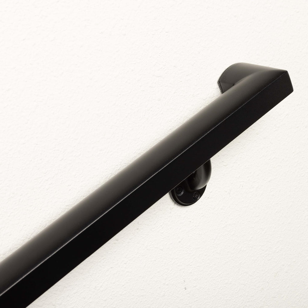 Aluminum Handrail Kit with Wall Mount Brackets, Black Textured, 3' Length N653667