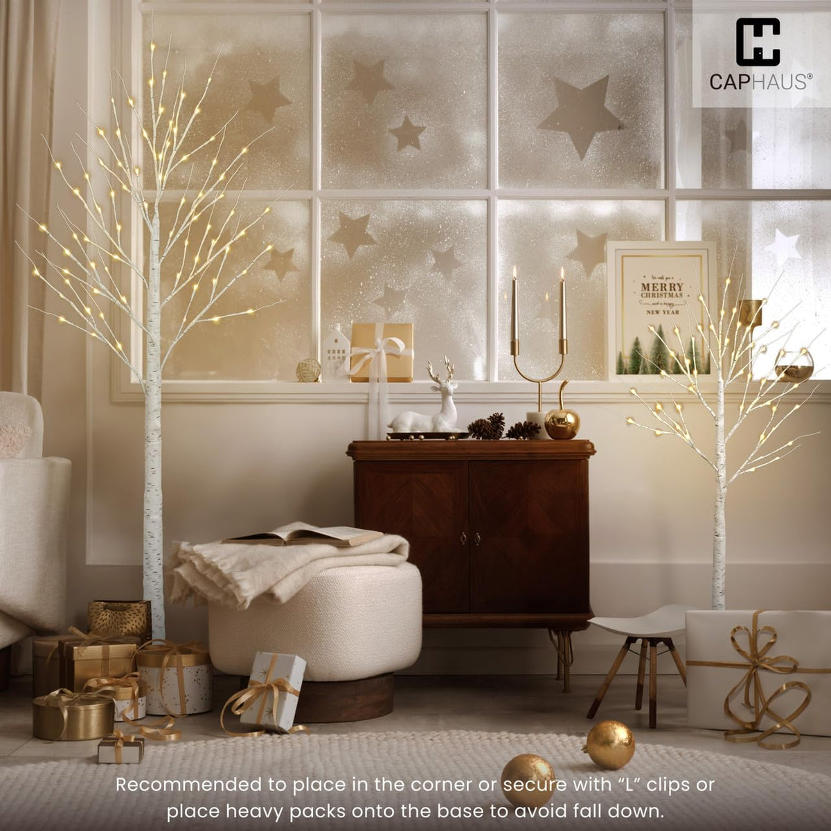 8 Ft White Pre-Lit Birch Tree with 132 Warm White LED R595