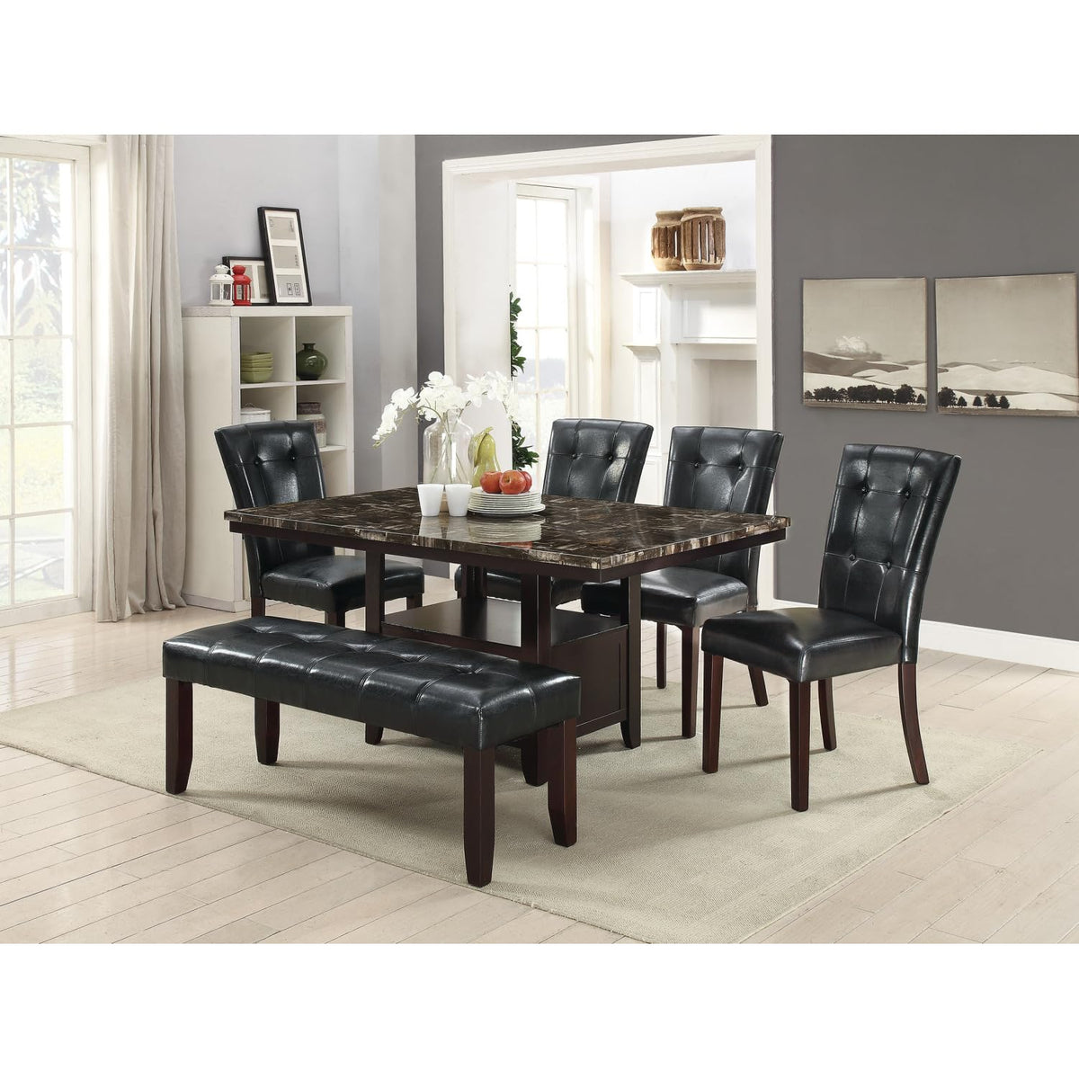 Black Faux Leather Dining Chairs Set of 2 Y2431