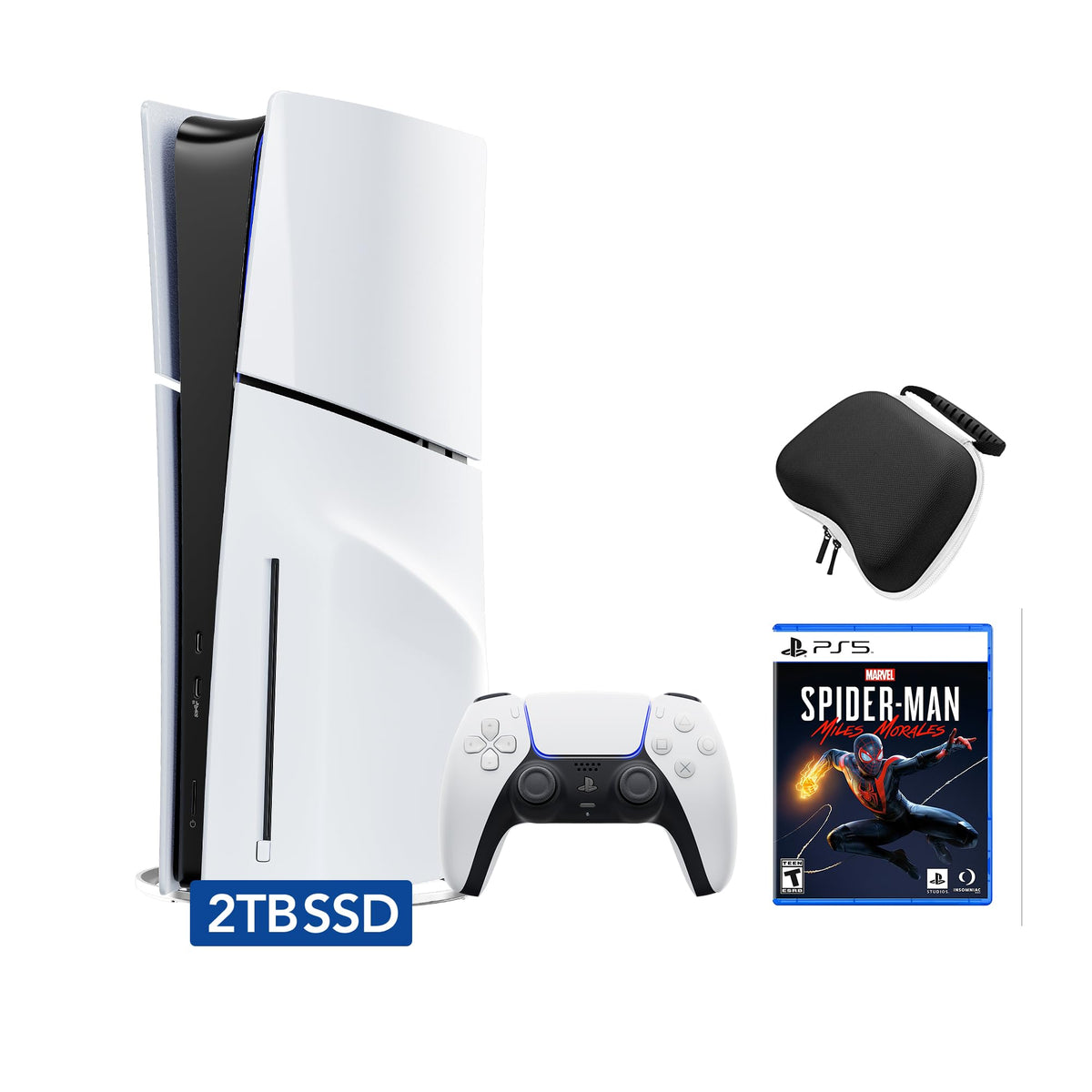 White 2TB SSD PlayStation 5 Slim Disc Gaming Console Bundle with Wireless Controller I182