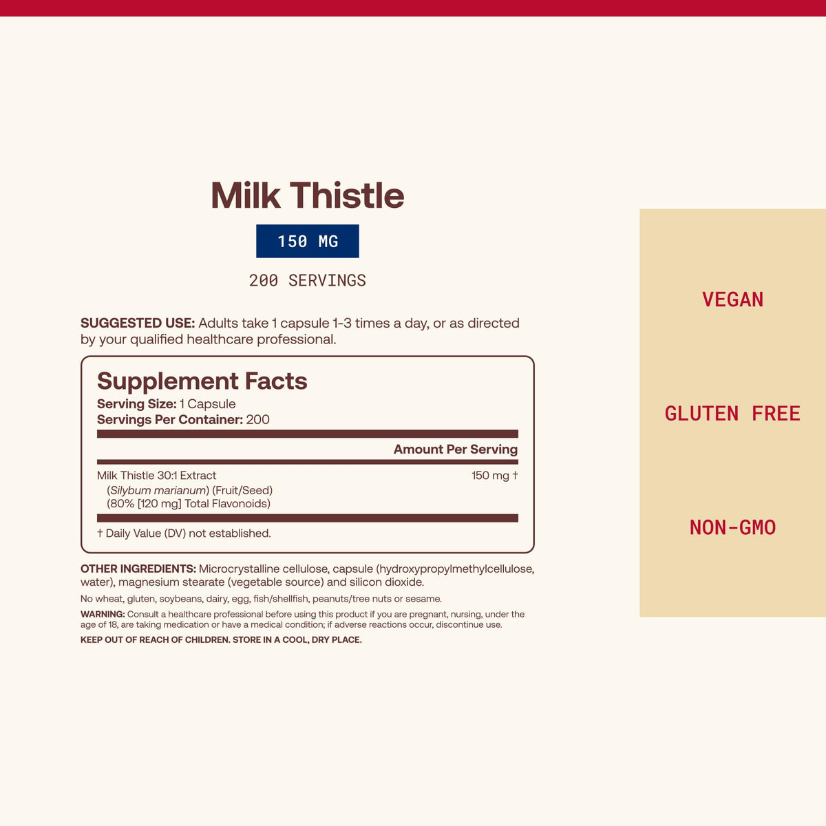 Milk Thistle 150mg 200 Capsules N918