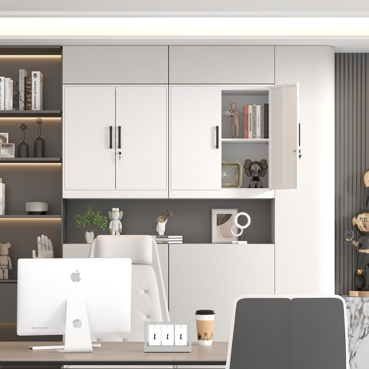 White Metal Wall Cabinet with Adjustable Shelf H5545