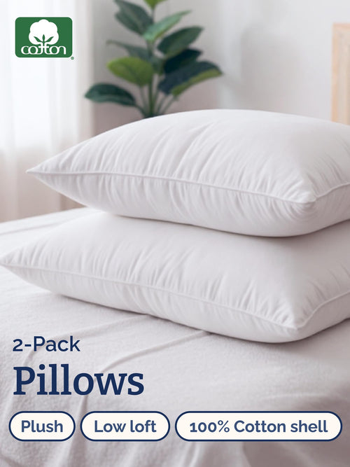 100% Cotton King Size Bed Pillows Set of 2 White Y2310