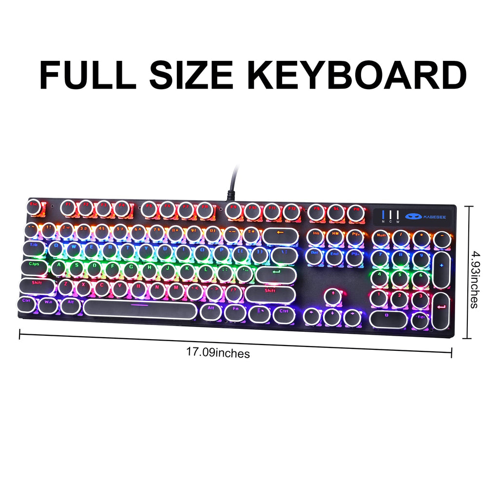 Black Retro Mechanical Gaming Keyboard with RGB Backlit D882322