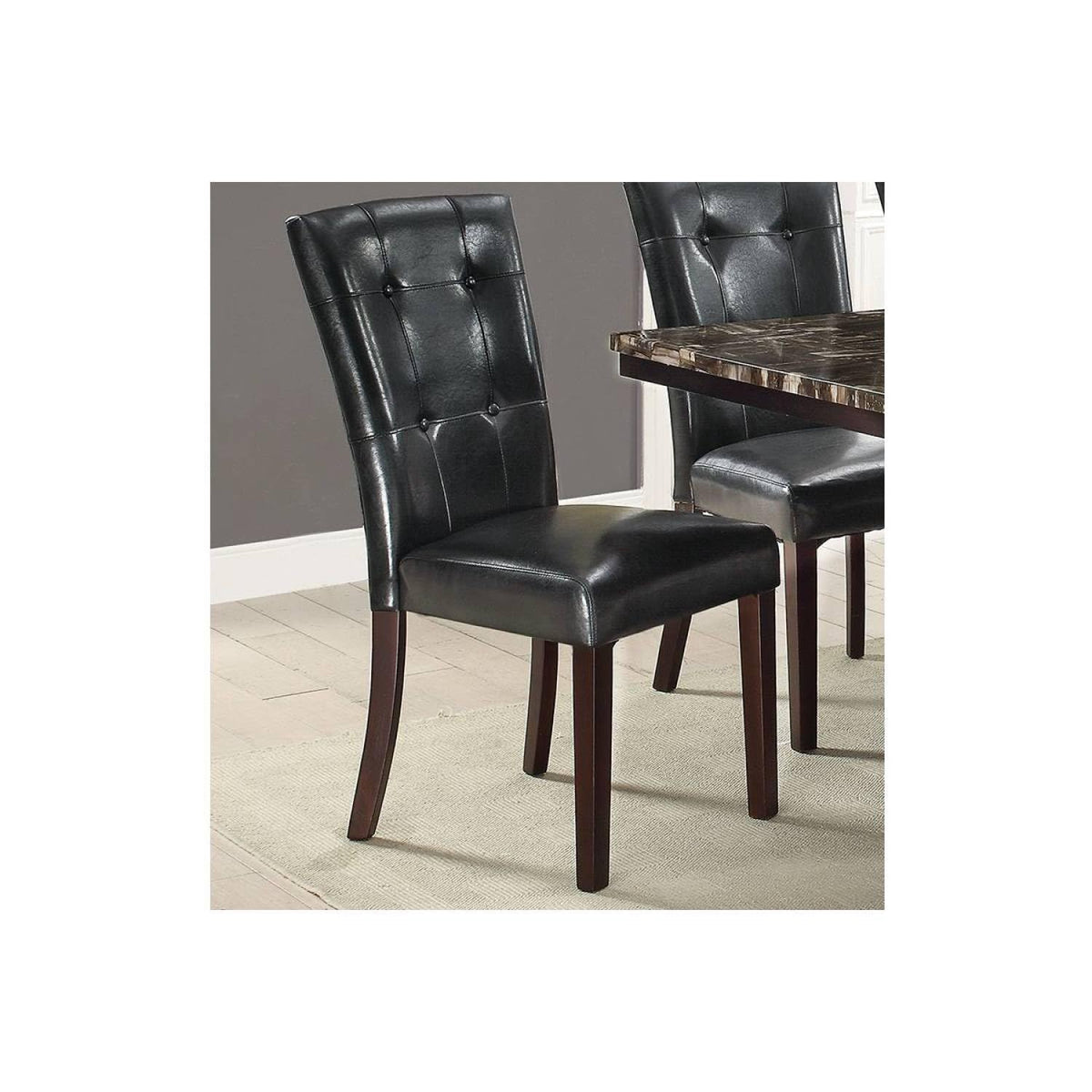 Black Faux Leather Dining Chairs Set of 2 Y2431