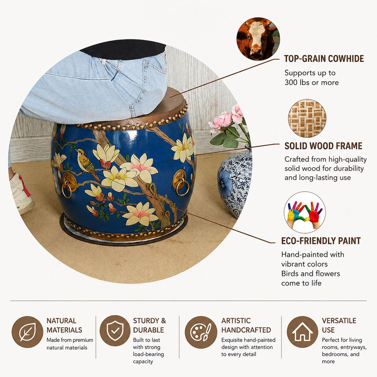 Heavy Duty Solid Wood Round Stool E888