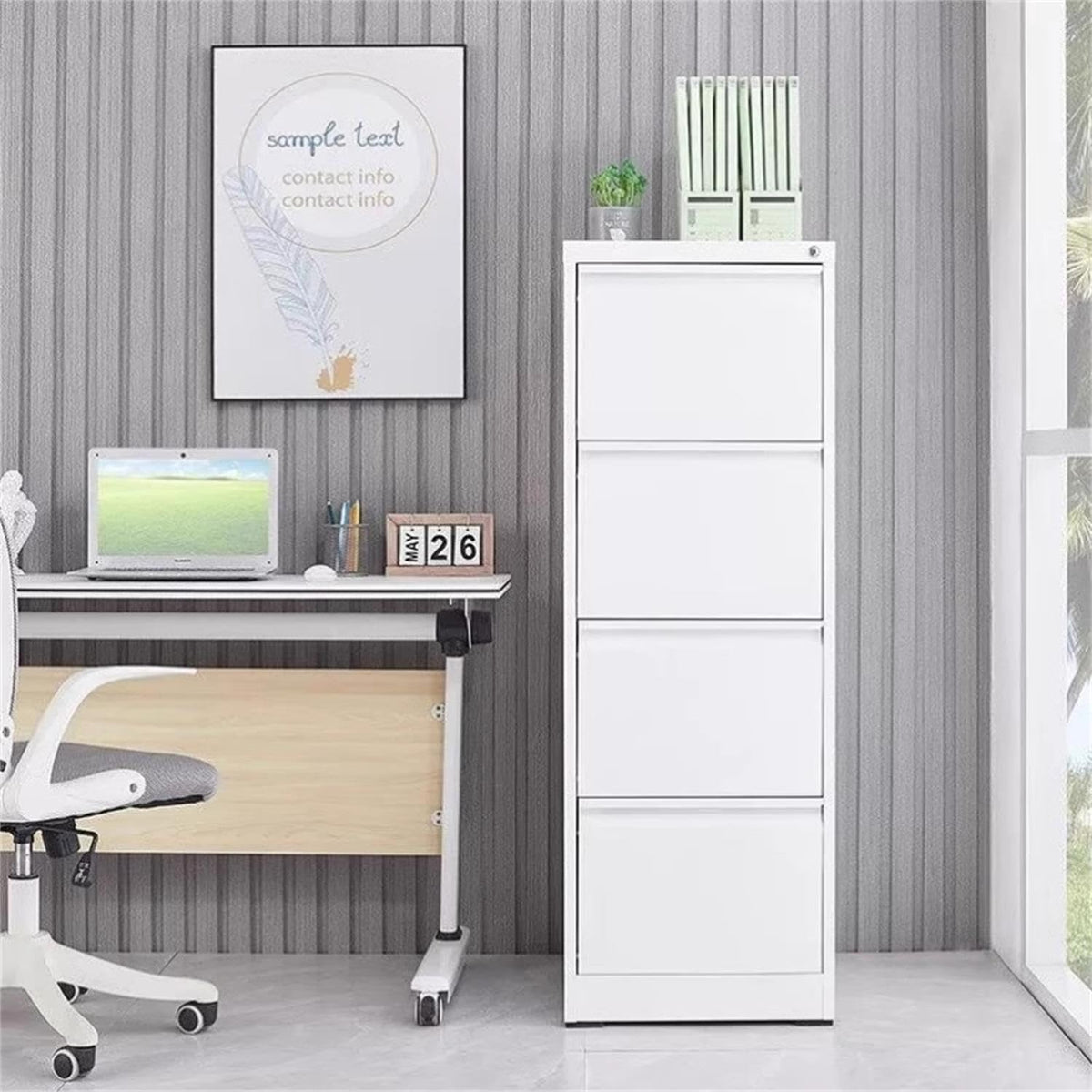 4 Drawer Vertical Metal File Cabinet with Lock I2247