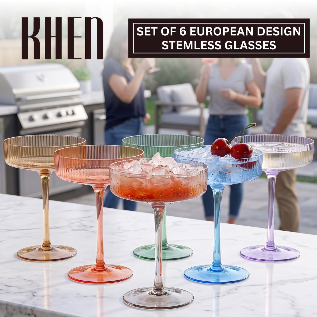 Ribbed Coupe Glasses 8oz 6 Pieces C131