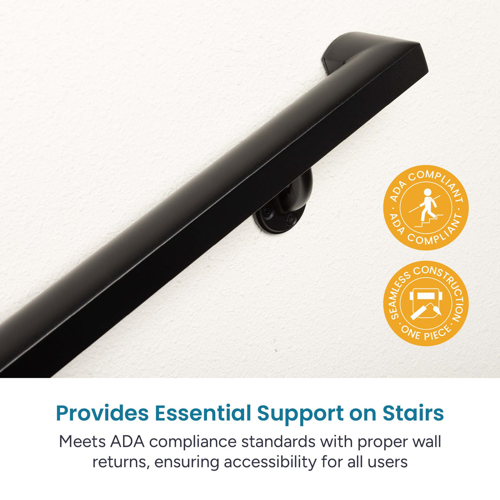 Aluminum Handrail Kit with Wall Mount Brackets, Black Textured, 3' Length N653667