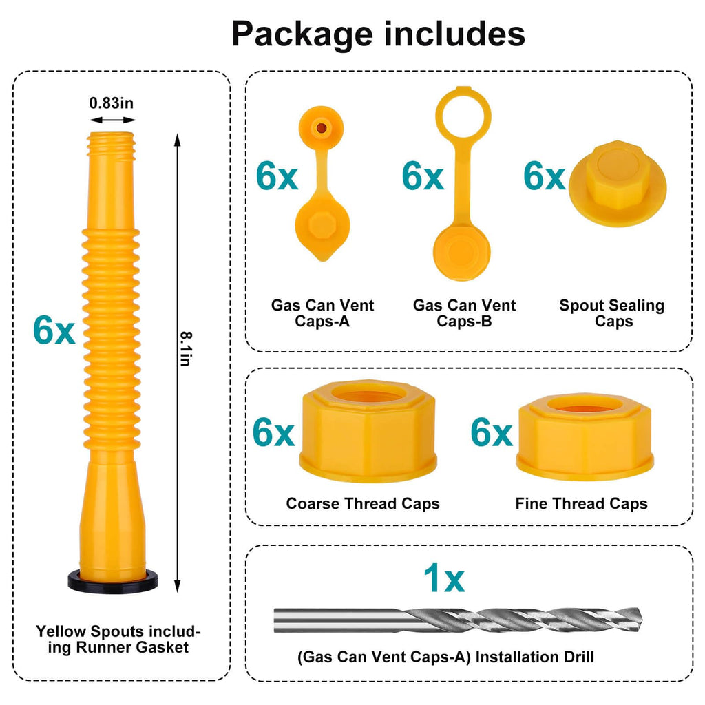 Gas Can Spout Replacement with 37 Accessories V791