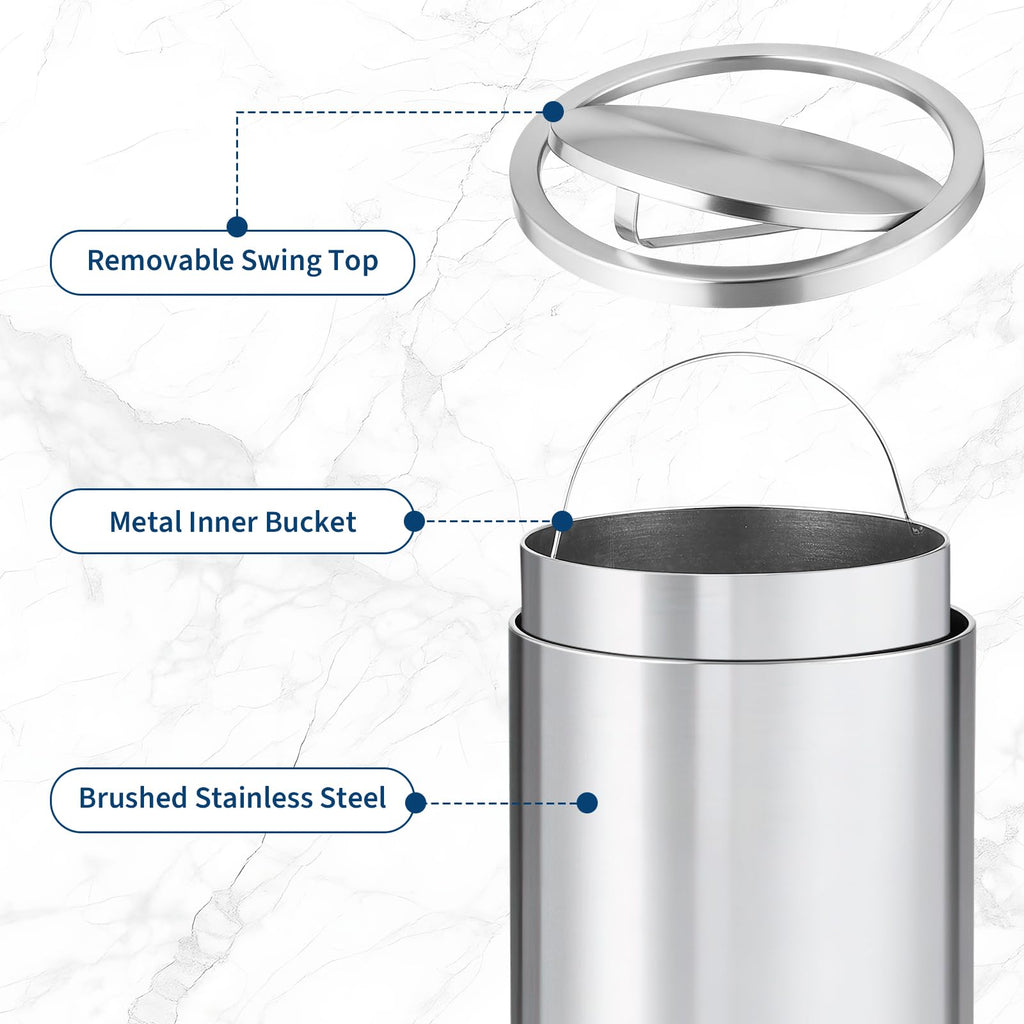 13.2 gal Stainless Steel Swing Top Trash Can Z577