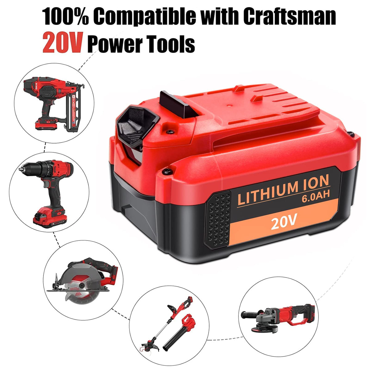 20V 6000mAh Replacement Battery 2 Packs P74512