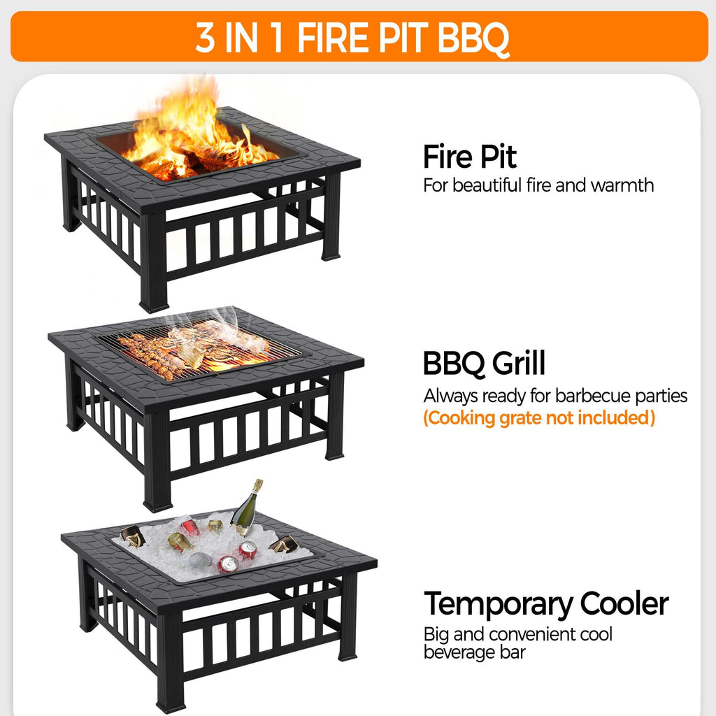 32in Square Metal Fire Pit Table N51647