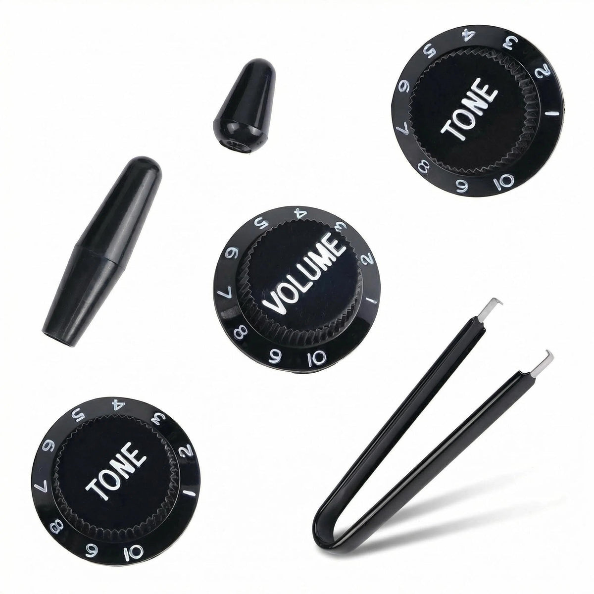Black 1 Volume 2 Tone Guitar Control Knobs Set P583