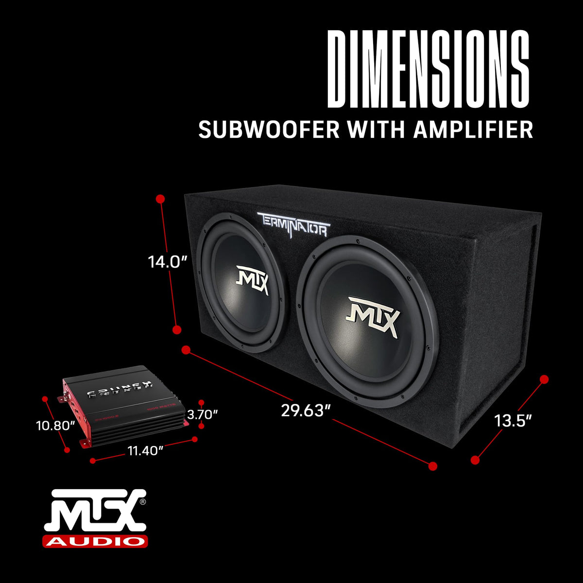1000 Watt 2 Channel Amplifier with 12 Inch Subwoofer Enclosure A5065