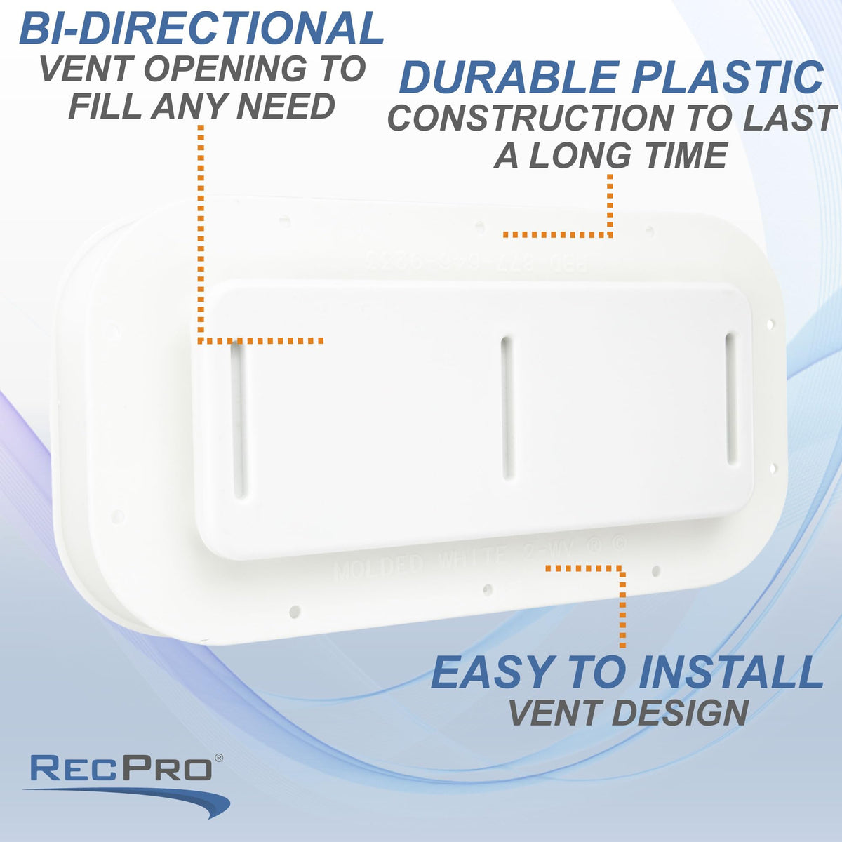 Two Way Plastic Vent with Trim Ring and Built-in Screen, 2 Pack, White U40102