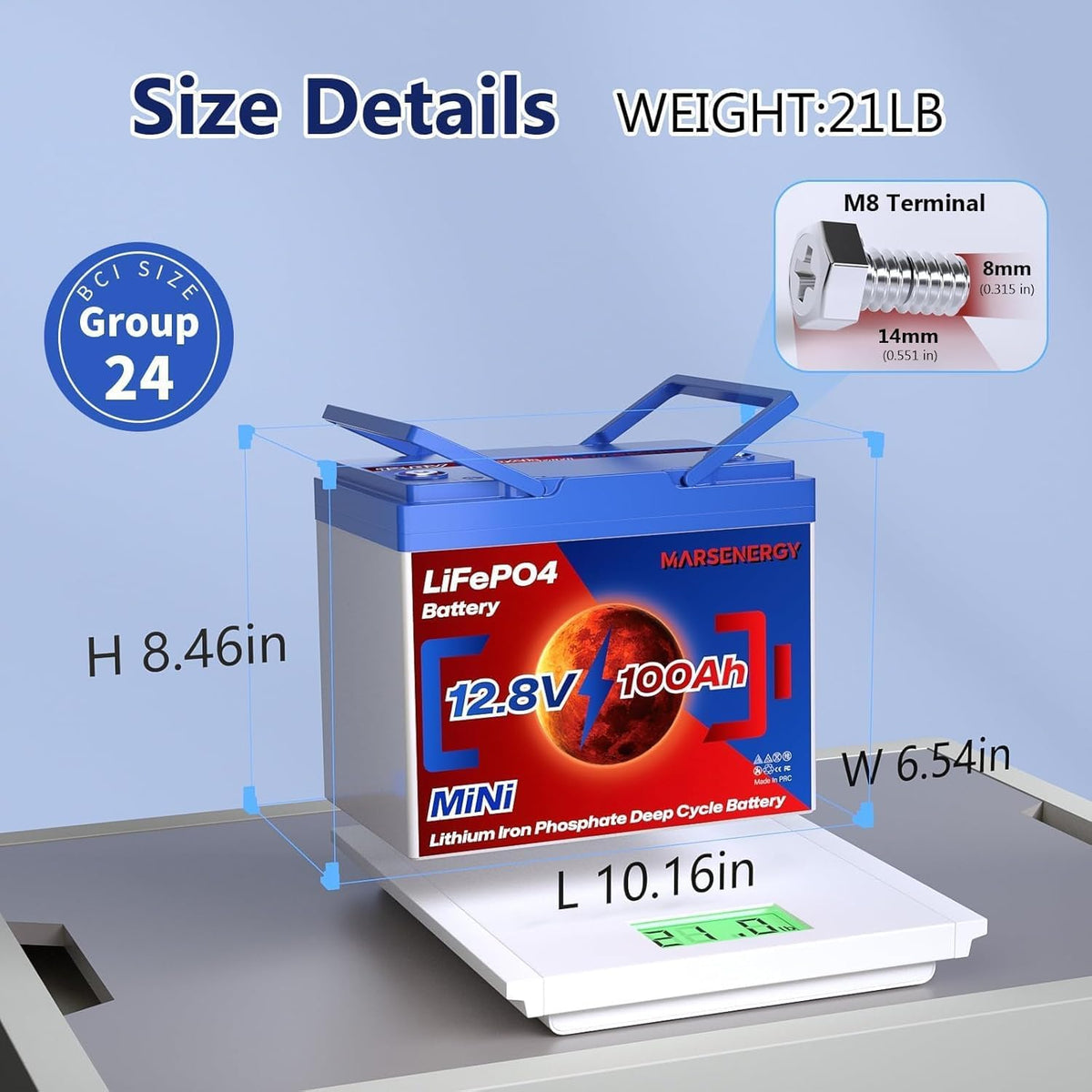 12V 100Ah LiFePO4 Lithium Battery B1295