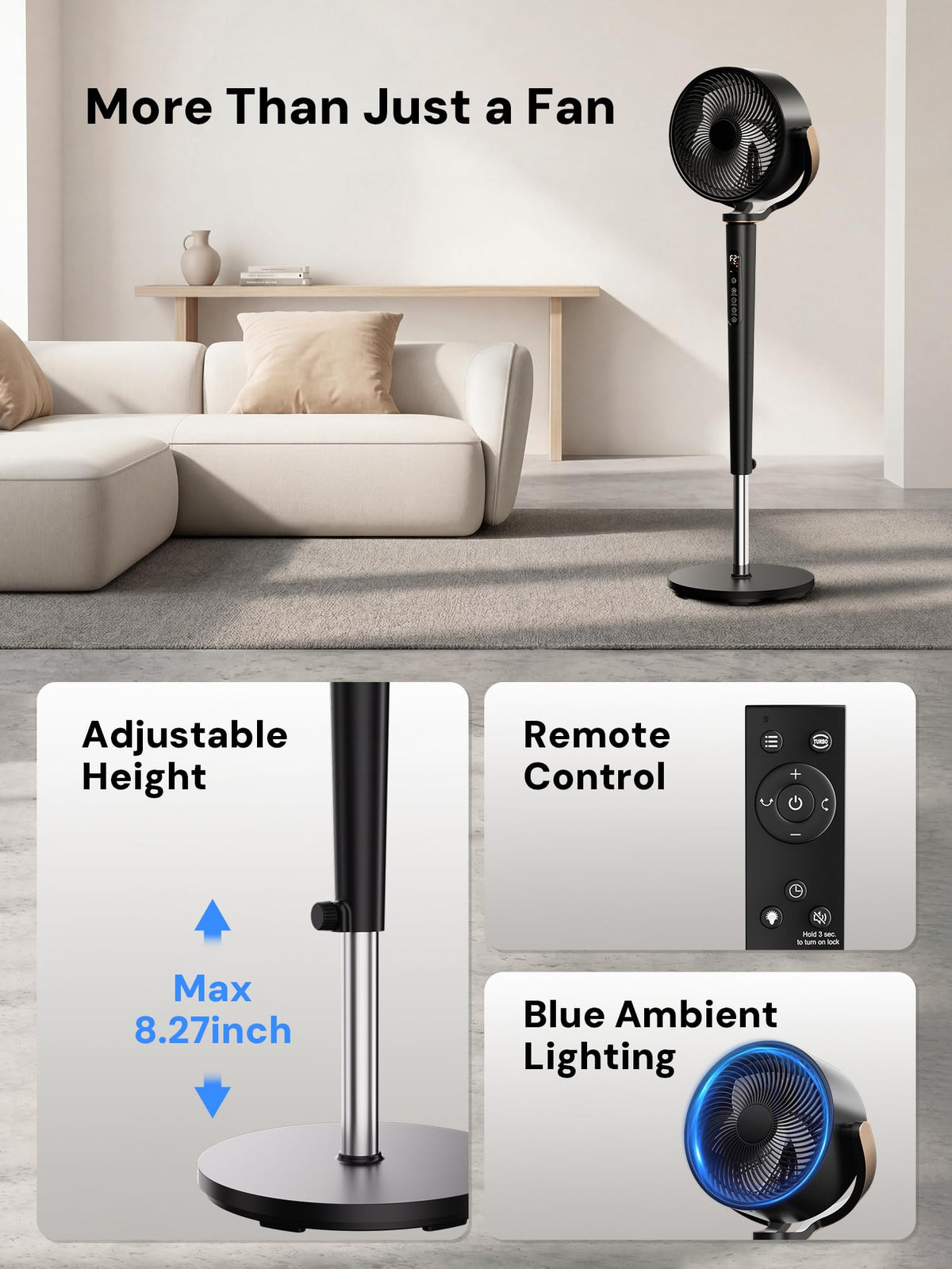 Smart 3D Oscillating Pedestal Fan with Remote A85349
