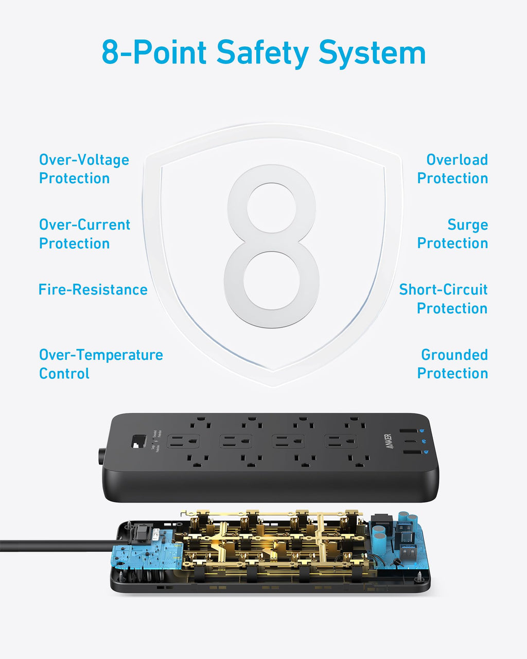 Power Strip with Surge Protector, Outlet Extender, 20W, 12 AC N309