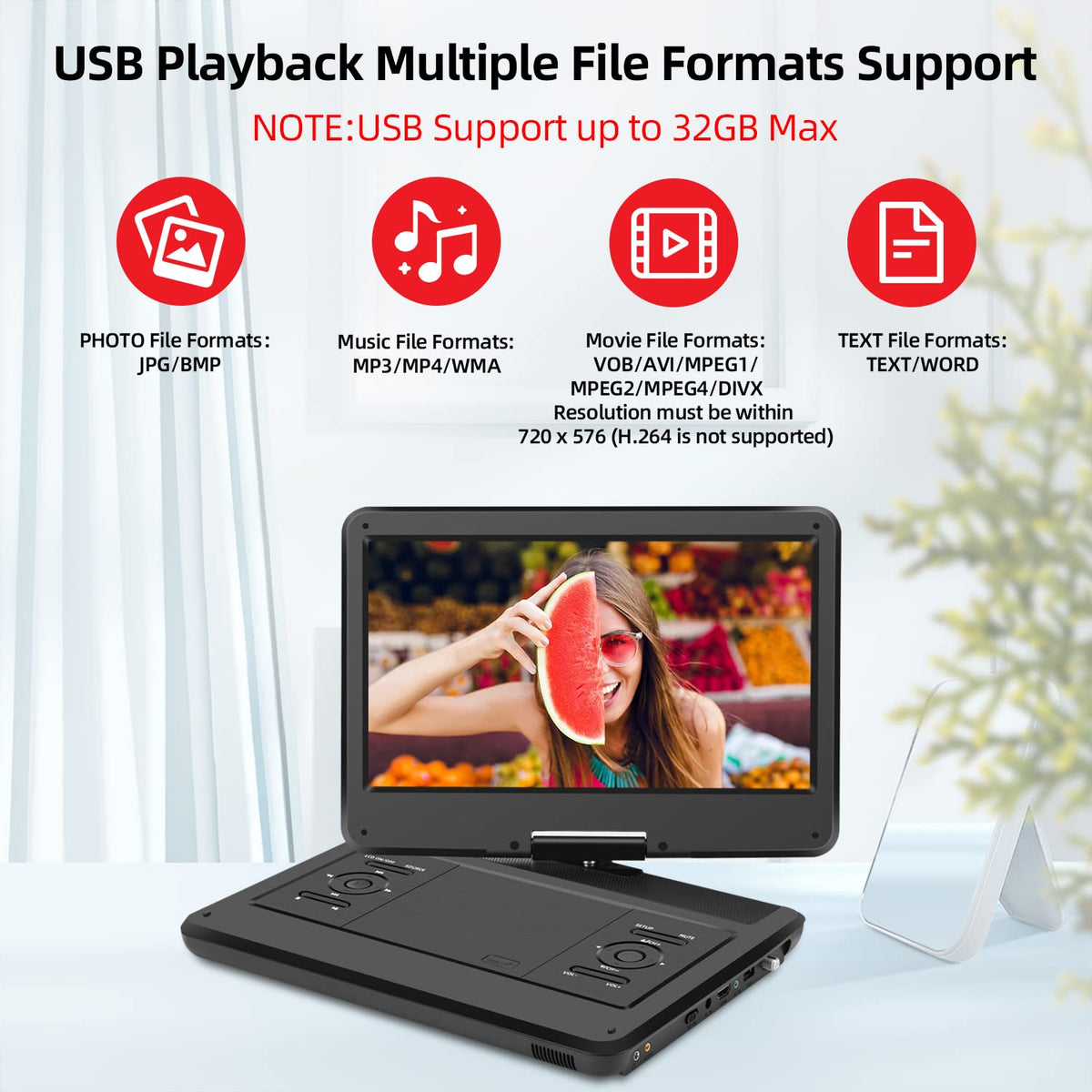 16.5" Portable TV/DVD Player Combo with 14.0" HD Swivel Screen J890