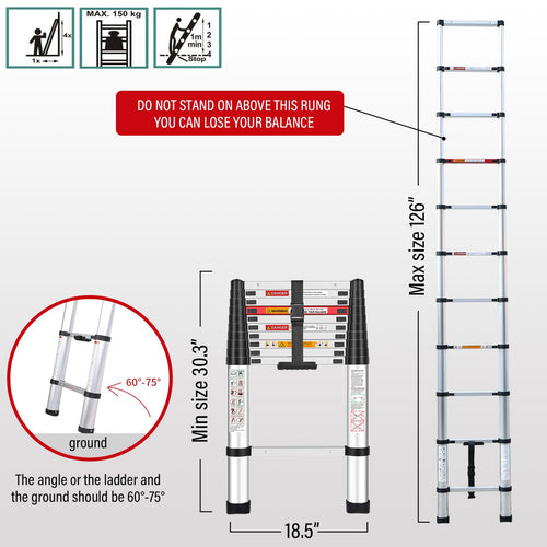 10.5 Feet Aluminum Telescoping Ladder M731