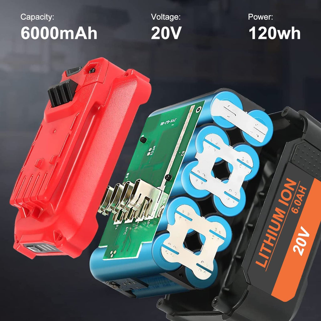 20V 6000mAh Replacement Battery 2 Packs P74512