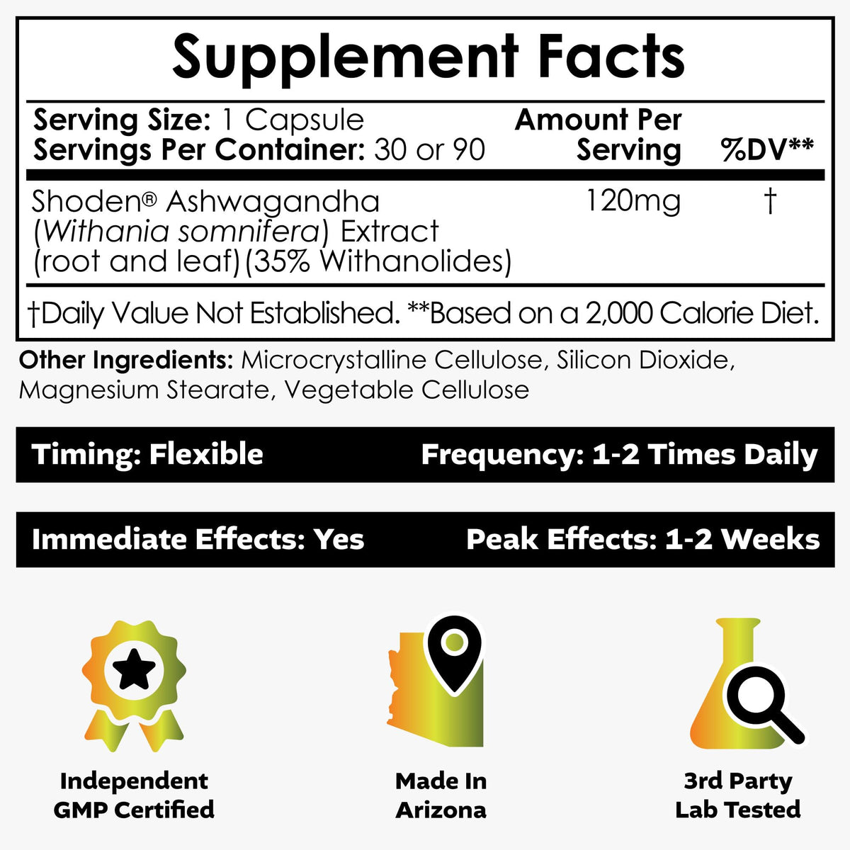Ashwagandha Extract Capsules 120mg 30 Count K9042