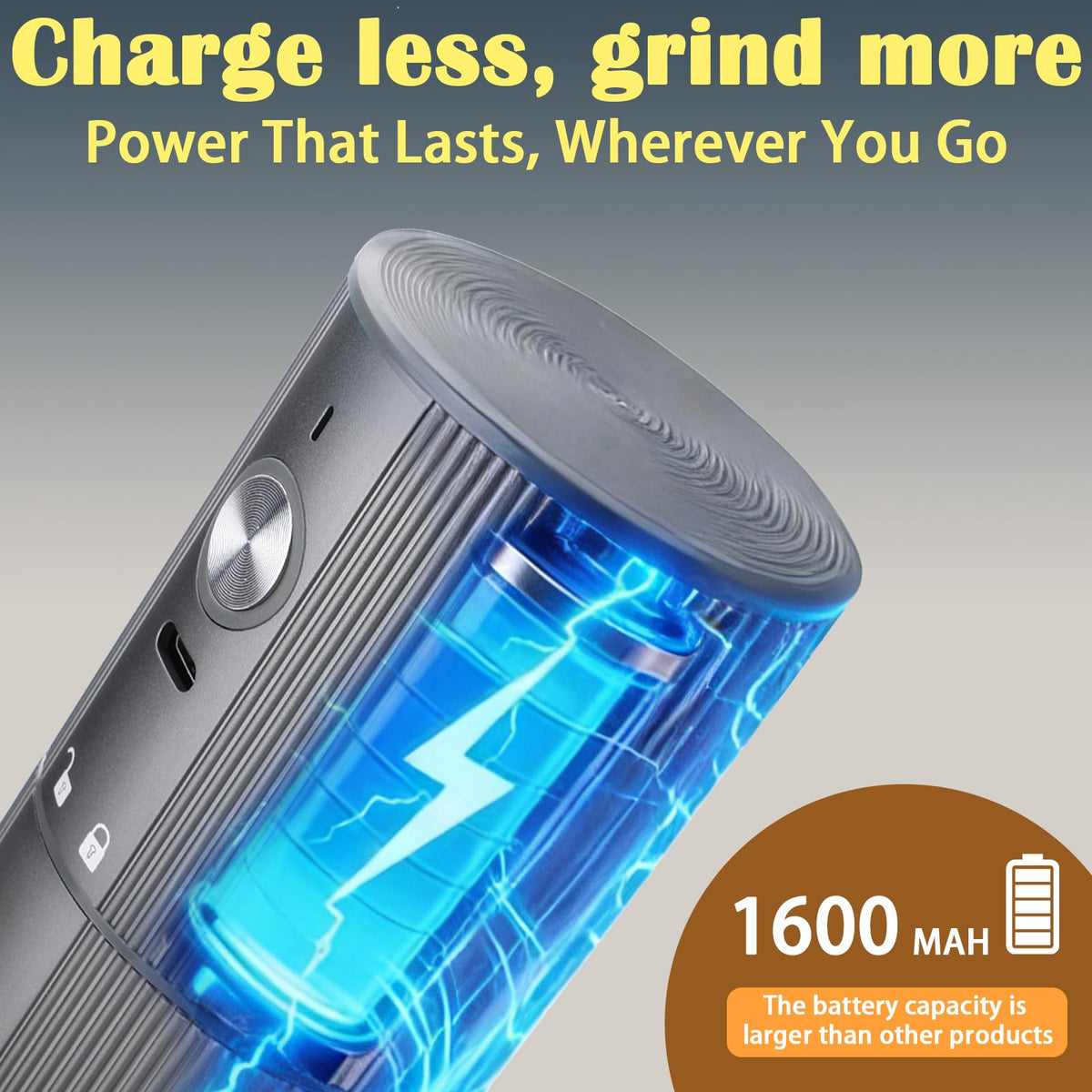 Portable Electric Burr Coffee Grinder, Stainless Steel Burrs, Grey A3351