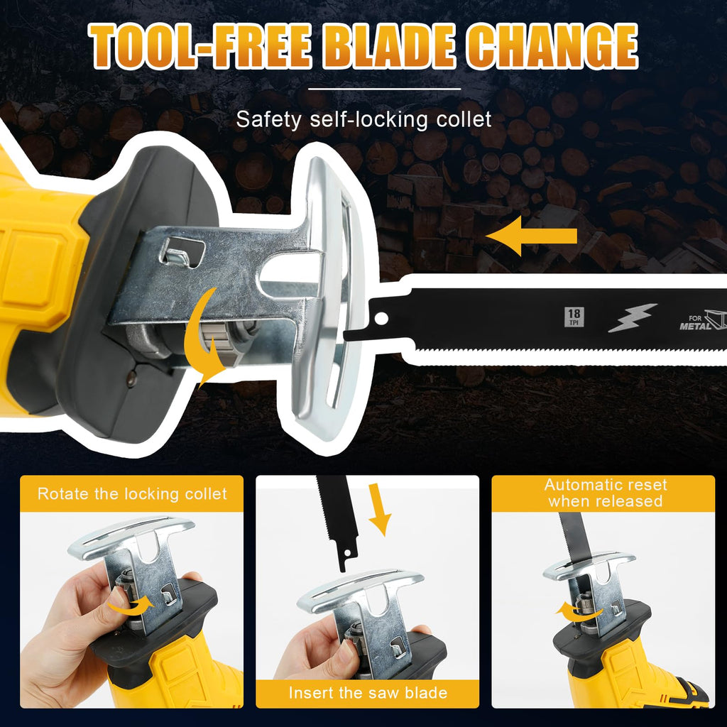 Cordless Reciprocating Saw, 0-3000SPM Variable Speed, 4 Saw Blades H272297