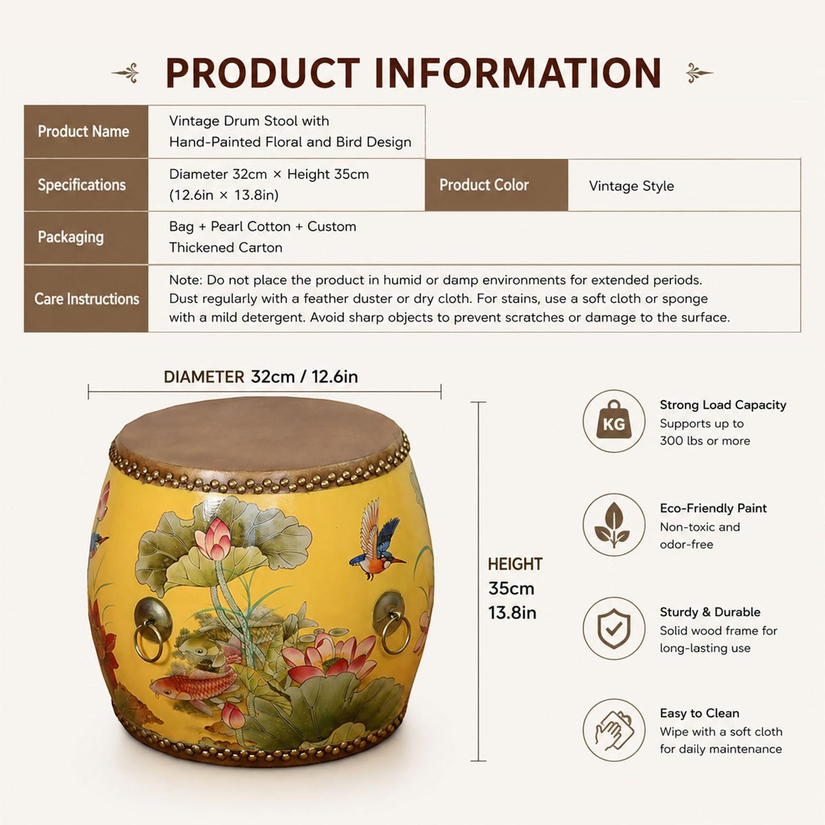 Heavy Duty Solid Wood Round Stool E888