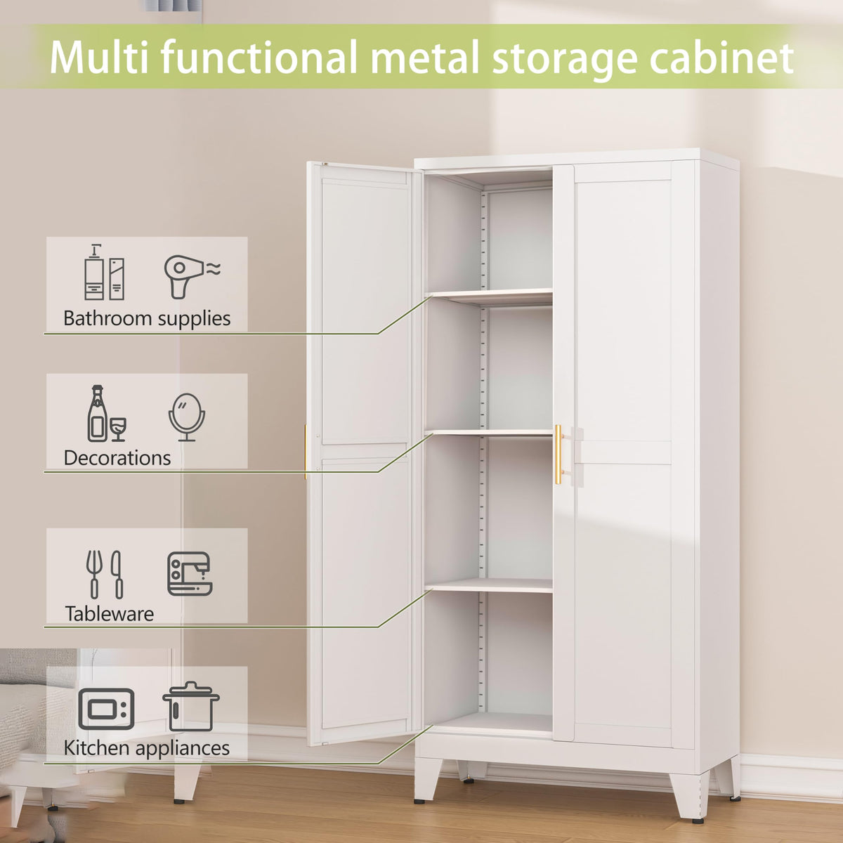 Metal Pantry Cabinet with 2 Door H7326