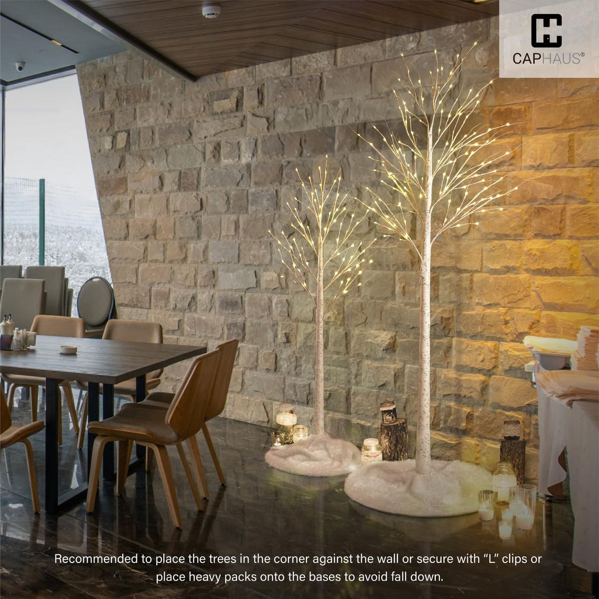 8 Ft White Pre-Lit Birch Tree with 132 Warm White LED R595