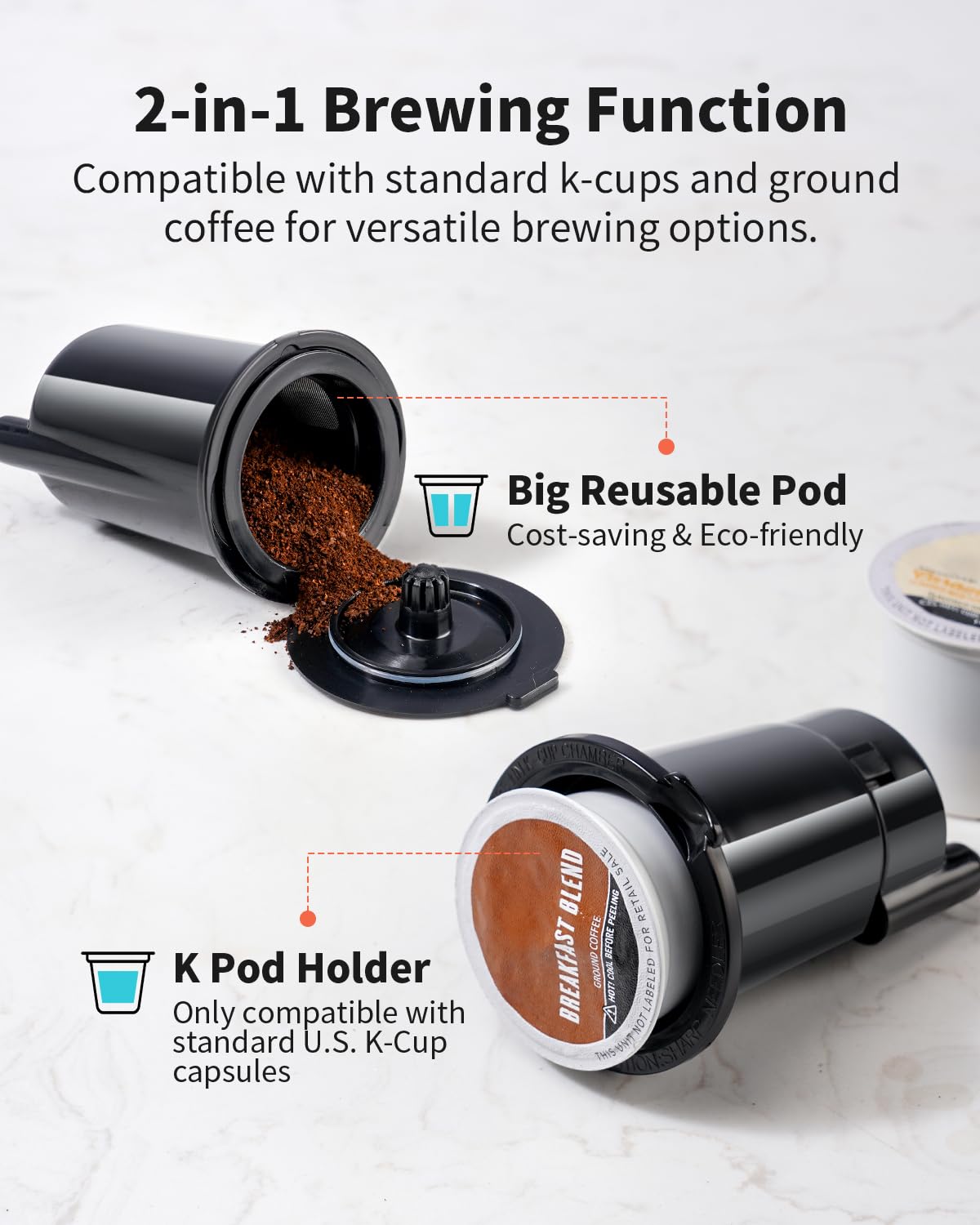 Black Single Serve Coffee Maker with 40oz Water Tank J3503