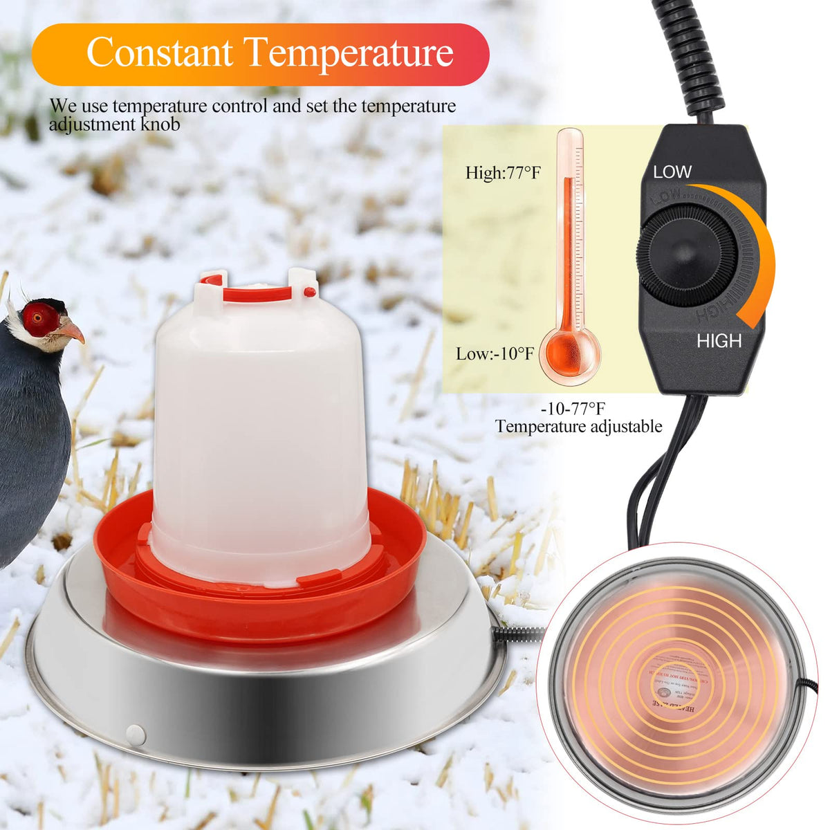 14 Inch Poultry Waterer Heater N394