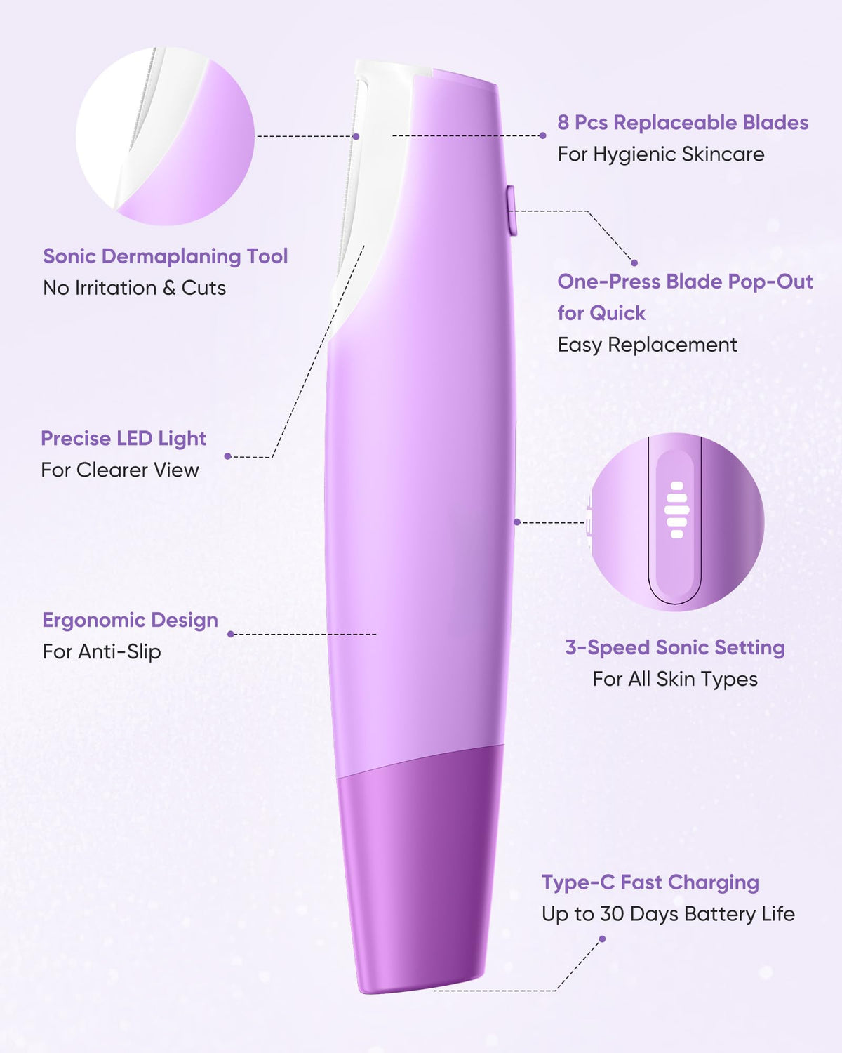 Dermaplaning Tool with 8 Blades K708