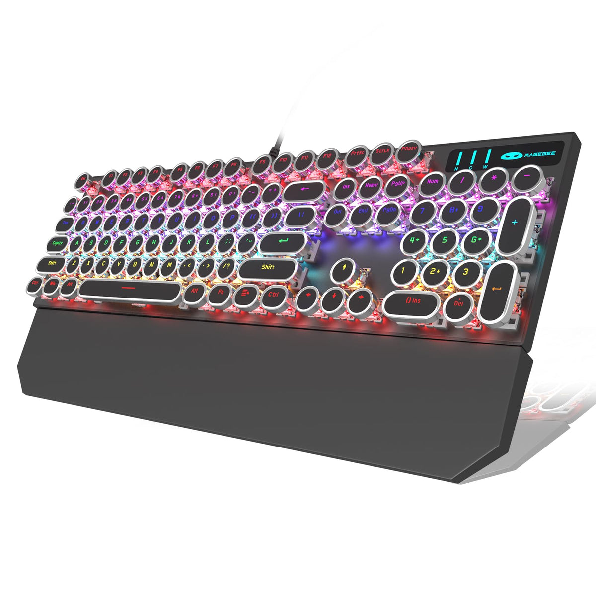 Black Retro Mechanical Gaming Keyboard with RGB Backlit D882322