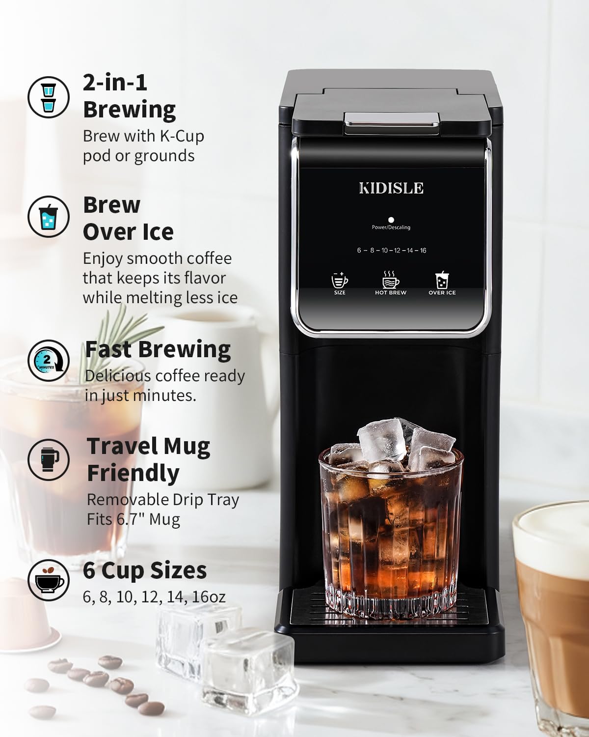 Black Single Serve Coffee Maker with 40oz Water Tank J3503