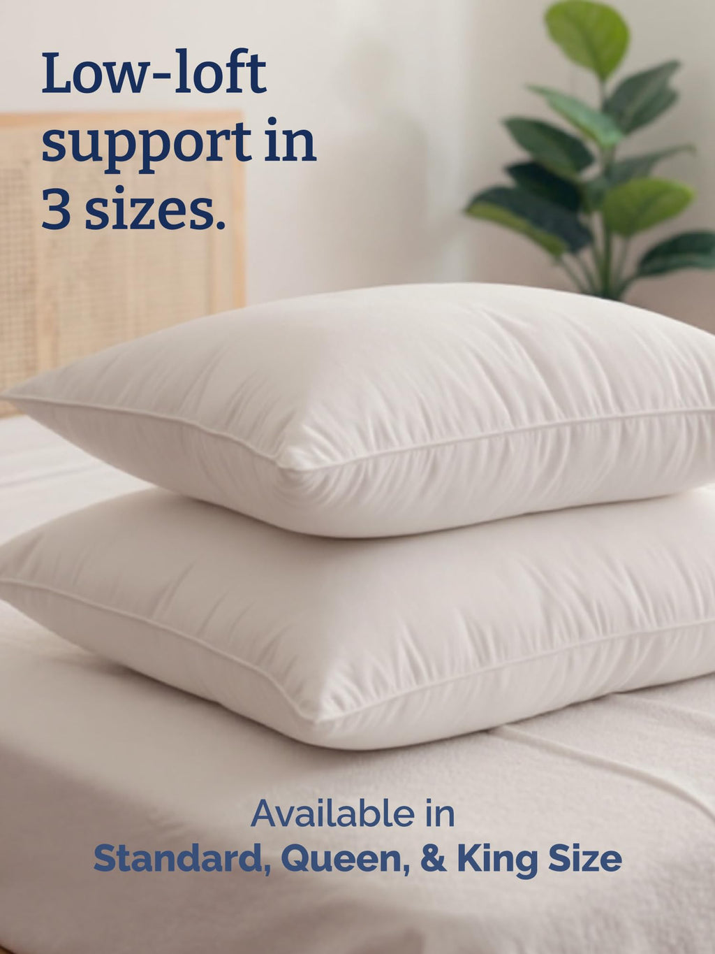 100% Cotton King Size Bed Pillows Set of 2 White Y2310