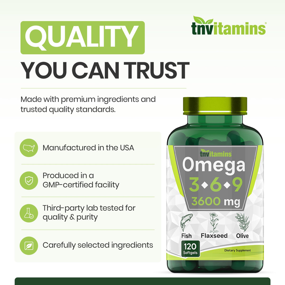 3600mg Omega 3 6 9 Softgels Fish Oil Flaxseed Olive Oil P235546