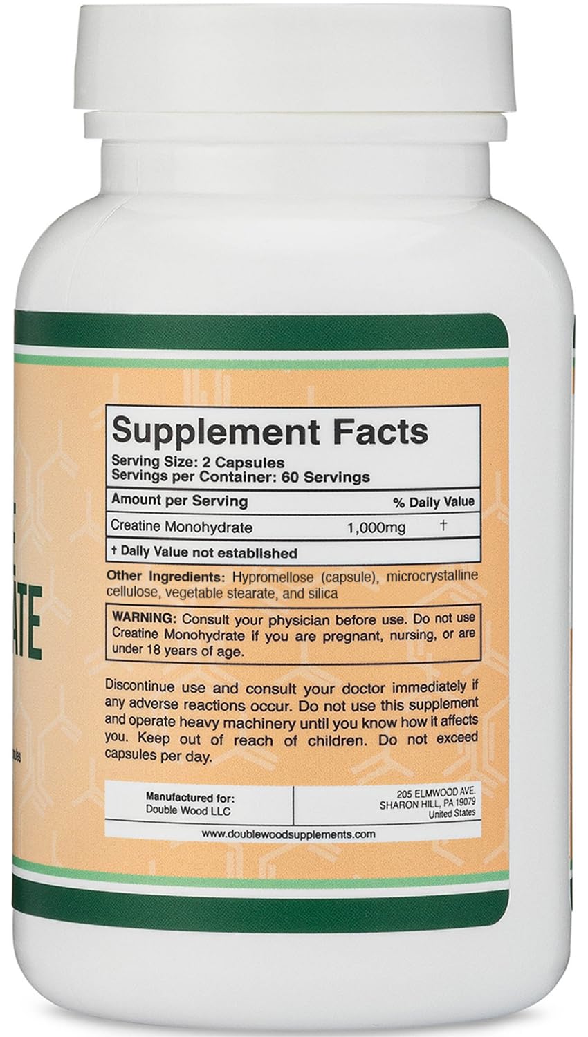 Creatine Monohydrate Capsules 1,000mg Vegan 120 Capsules R124