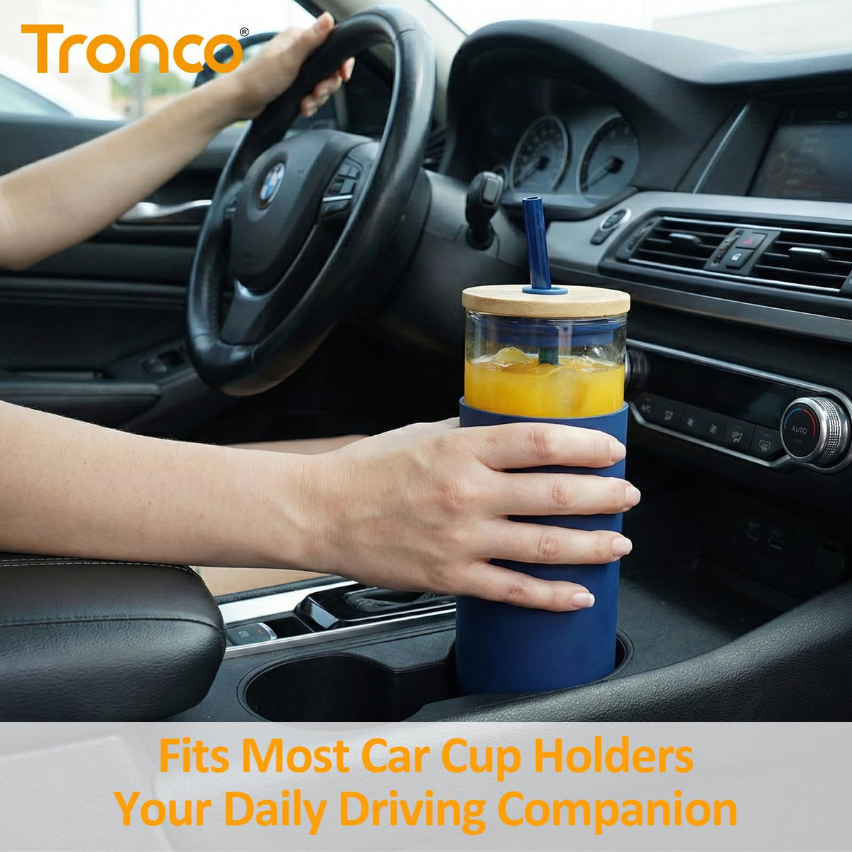 24 oz Glass Tumbler with Lids and Straw F686