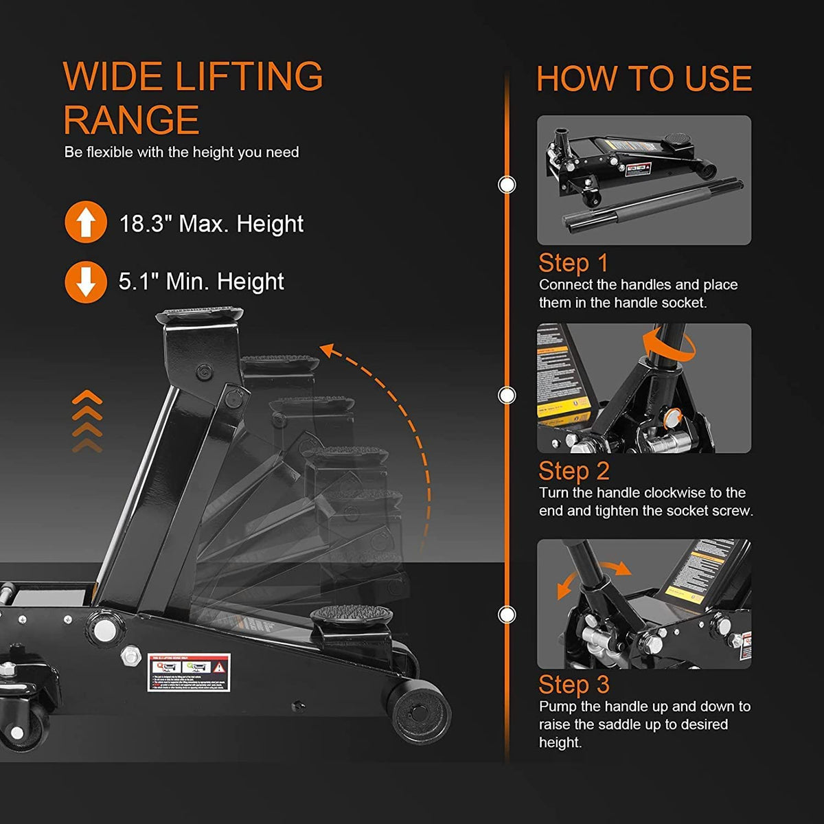3 Ton Hydraulic Heavy Duty Steel Floor Jack P64176