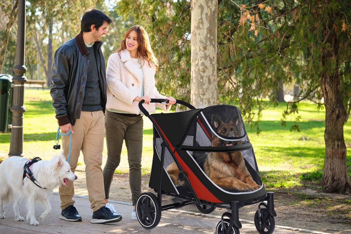 4 Wheel Foldable Dog Stroller with Mesh & Sunroof M97797